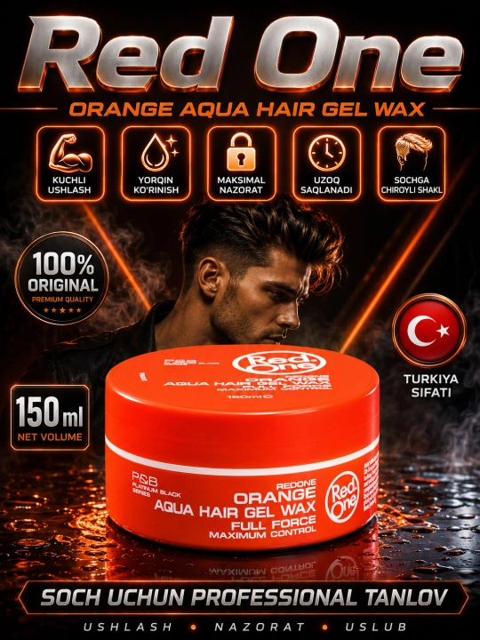 Barcha turdagi sochlar uchun RedOne Aqua gel-voski, mega fiksatsiya, 150 ml - 