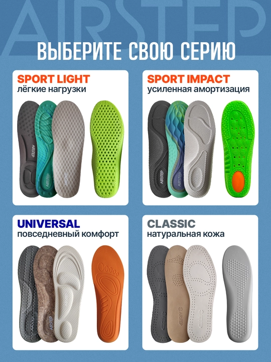 Стельки для обуви AIRSTEP универсальные стельки для повседневного комфорта
