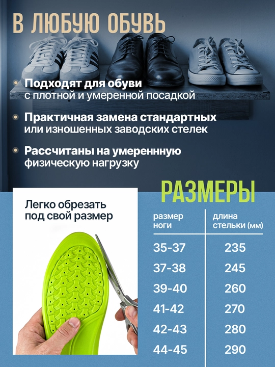 Стельки для обуви AIRSTEP универсальные стельки для повседневного комфорта