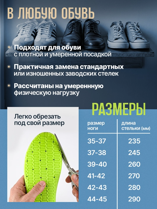 Стельки для обуви AIRSTEP универсальные стельки для повседневного комфорта
