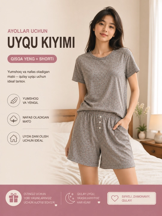 Ayollar pijamasi,shortik mayka to’plami,ayollar uchun to’plam,dvoyka