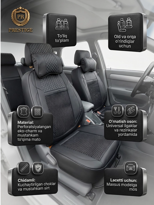 Lacetti va Cobalt uchun avtomobil chixoli, to‘liq salon to‘plami, eko-charm