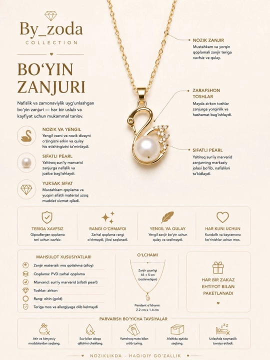 Ayollar bijuteriya taqinchoqlar to‘plami sirg‘a, uzuk, braslet, zanjir