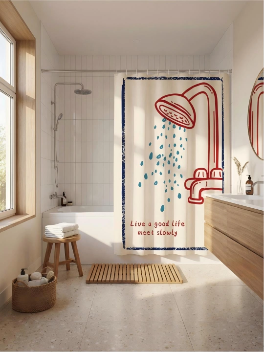 Шторка для ванной 180×200 см с кольцами, водоотталкивающая занавеска для душа