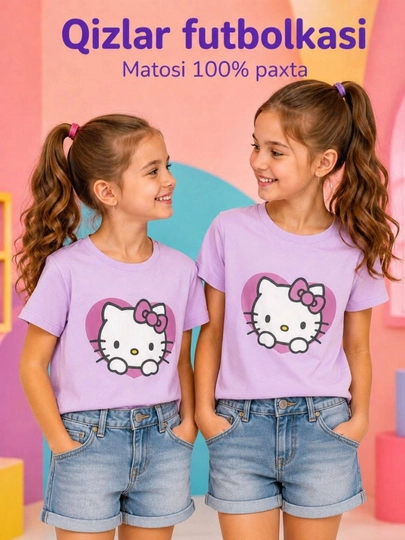Qiz bolalar uchun futbolka, 4 yoshdan 10 yosh qizlar uchun futbolka, yozgi futbolka - 