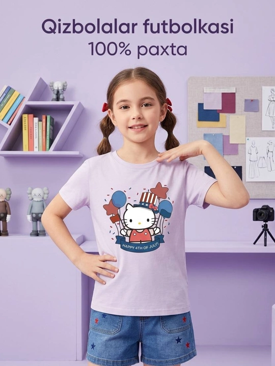 Qiz bolalar uchun futbolka, 4 yoshdan 10 yosh qizlar uchun futbolka, yozgi futbolka - 