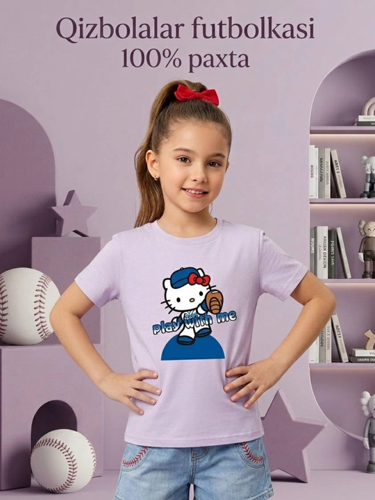 Qiz bolalar uchun futbolka, 4 yoshdan 10 yosh qizlar uchun futbolka, yozgi futbolka - 