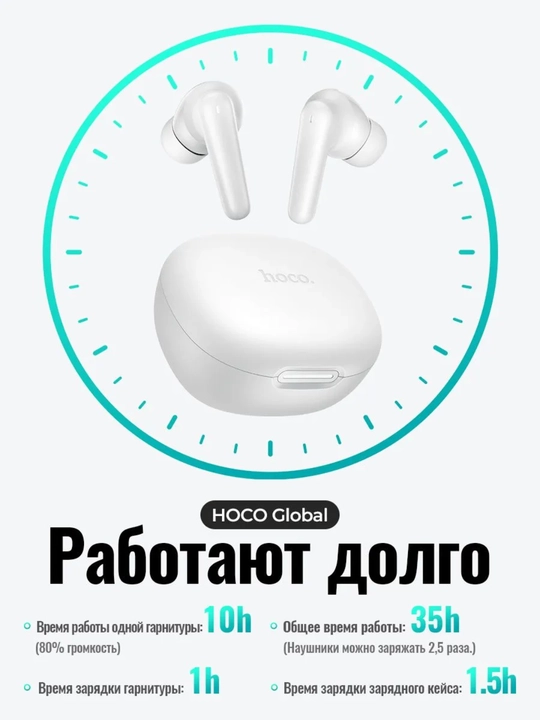 Simsiz quloqchinlar HOCO EQ100 TWS, sun'iy intellekt (AI) tarjimoni bilan, Bluetooth 5.4
