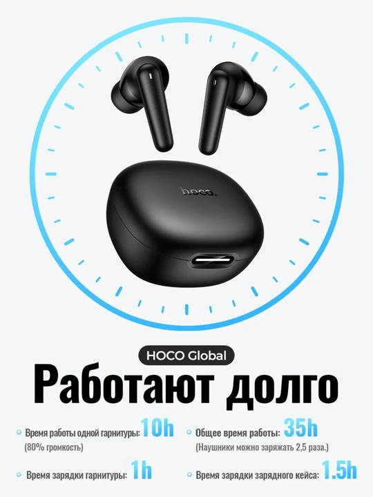 Simsiz quloqchinlar HOCO EQ100 TWS, sun'iy intellekt (AI) tarjimoni bilan, Bluetooth 5.4