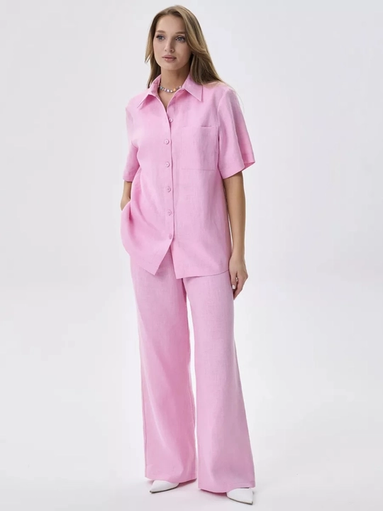 Ayollar yozgi shimi Leon (Len) matosidan, keng erkin bichimli, standart o'lcham S-XL