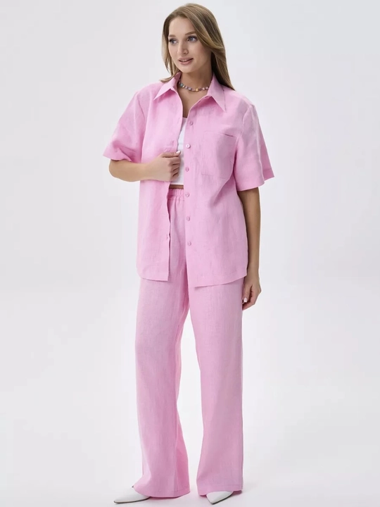 Ayollar yozgi shimi Leon (Len) matosidan, keng erkin bichimli, standart o'lcham S-XL