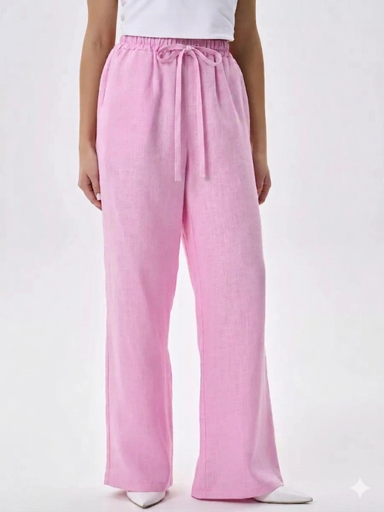 Ayollar yozgi shimi Leon (Len) matosidan, keng erkin bichimli, standart o'lcham S-XL