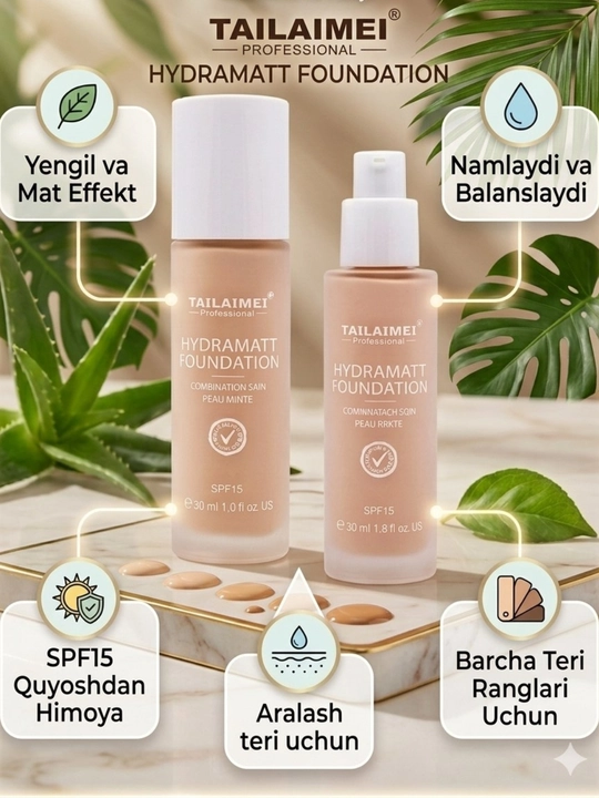TAILAIMEI Hydramatt тональный крем — для комбинированной кожи, SPF 15, 30 мл - 