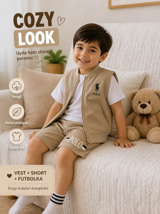 Matralik yozgi bolalar set (vest + short + futbolka)