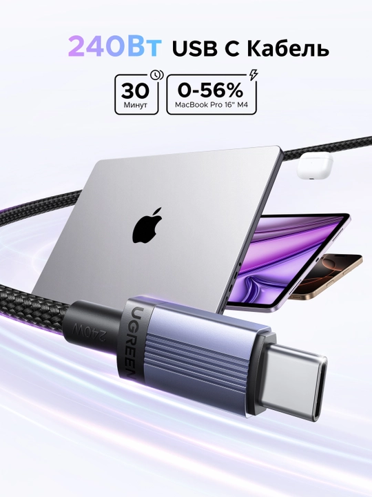 UGREEN 240Вт Кабель Type-C Для быстрой зарядки L532