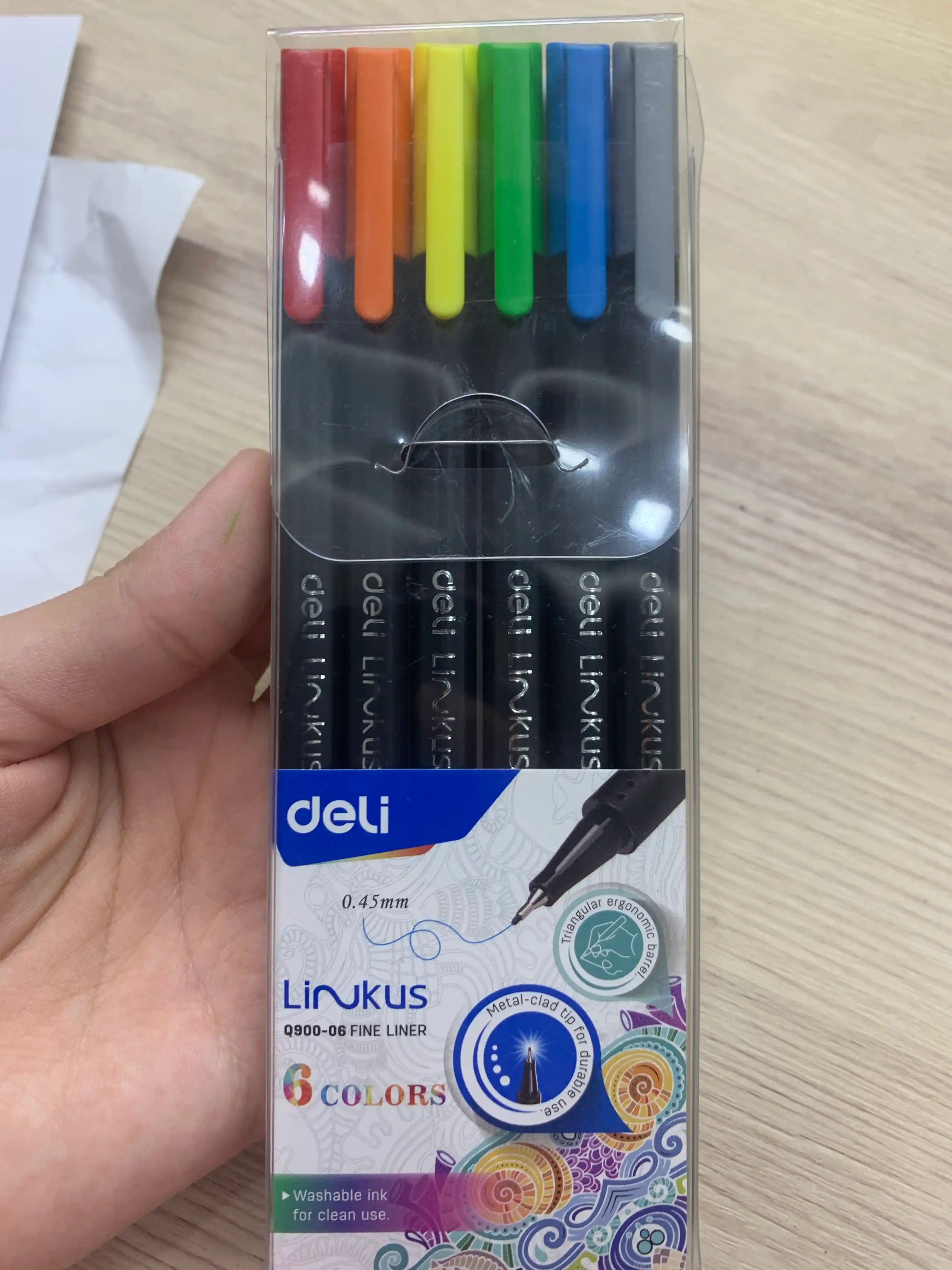 Лайнер ручки Deli 90006 Fine Liner, 6 цветов 