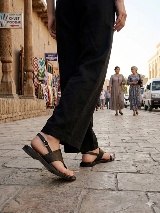 Ayollar uchun yozgi marvaridli sandal, tekis taglikli qulay bosonojka modeli