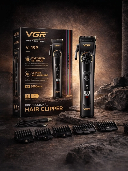 Professional trimmer, Vgr-199, black, soch va soqol mashinkasi