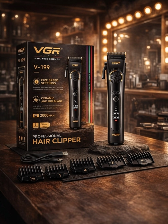Professional trimmer, Vgr-199, black, soch va soqol mashinkasi