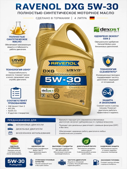 Моторное масло RAVENOL DXG 5W-30 - 