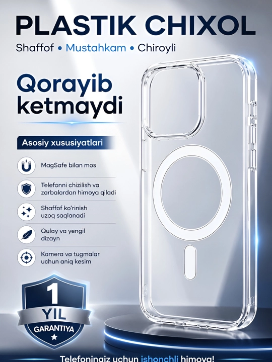 IPhone XR, X, XS, XS Max, 11,12,13,14,15,16,17 Pro, Pro Max, uchun g'ilof, chexol