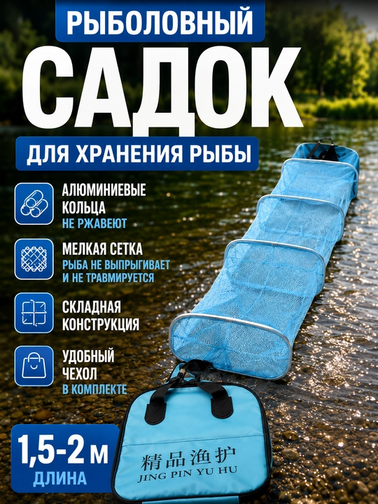 Baliq uchun buklanadigan sadok 1,5 – 2 m g‘ilofli фider va poplavok oviga