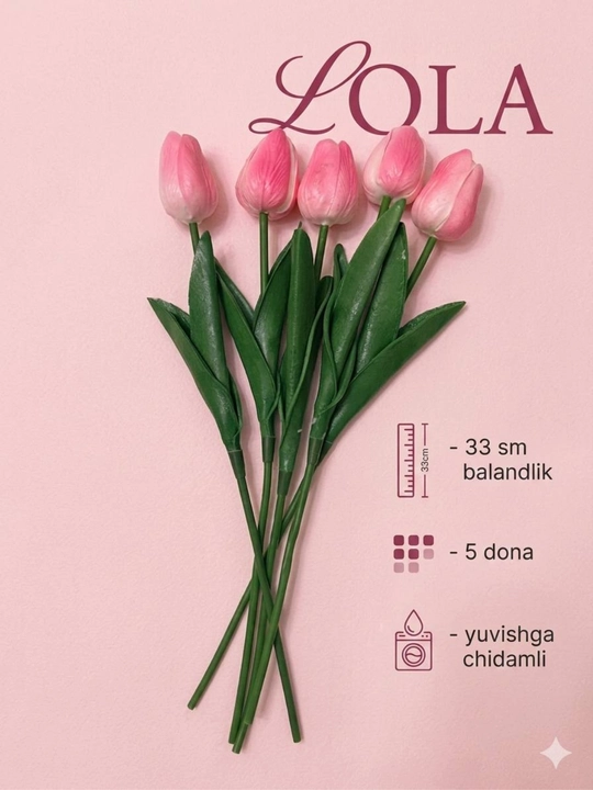 Sun`iy gullar, yashil barg, bahor dekori, 28 sm balandlikda