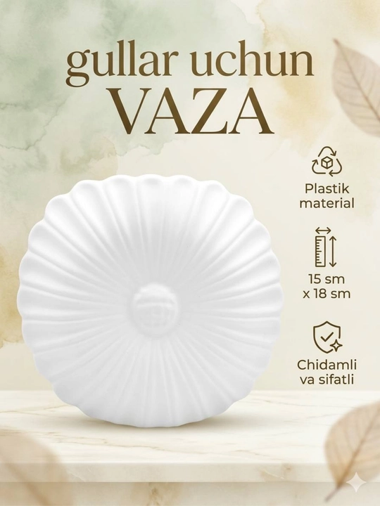 Gullar uchun vaza, plastik materialdan guldon (gullarsiz)