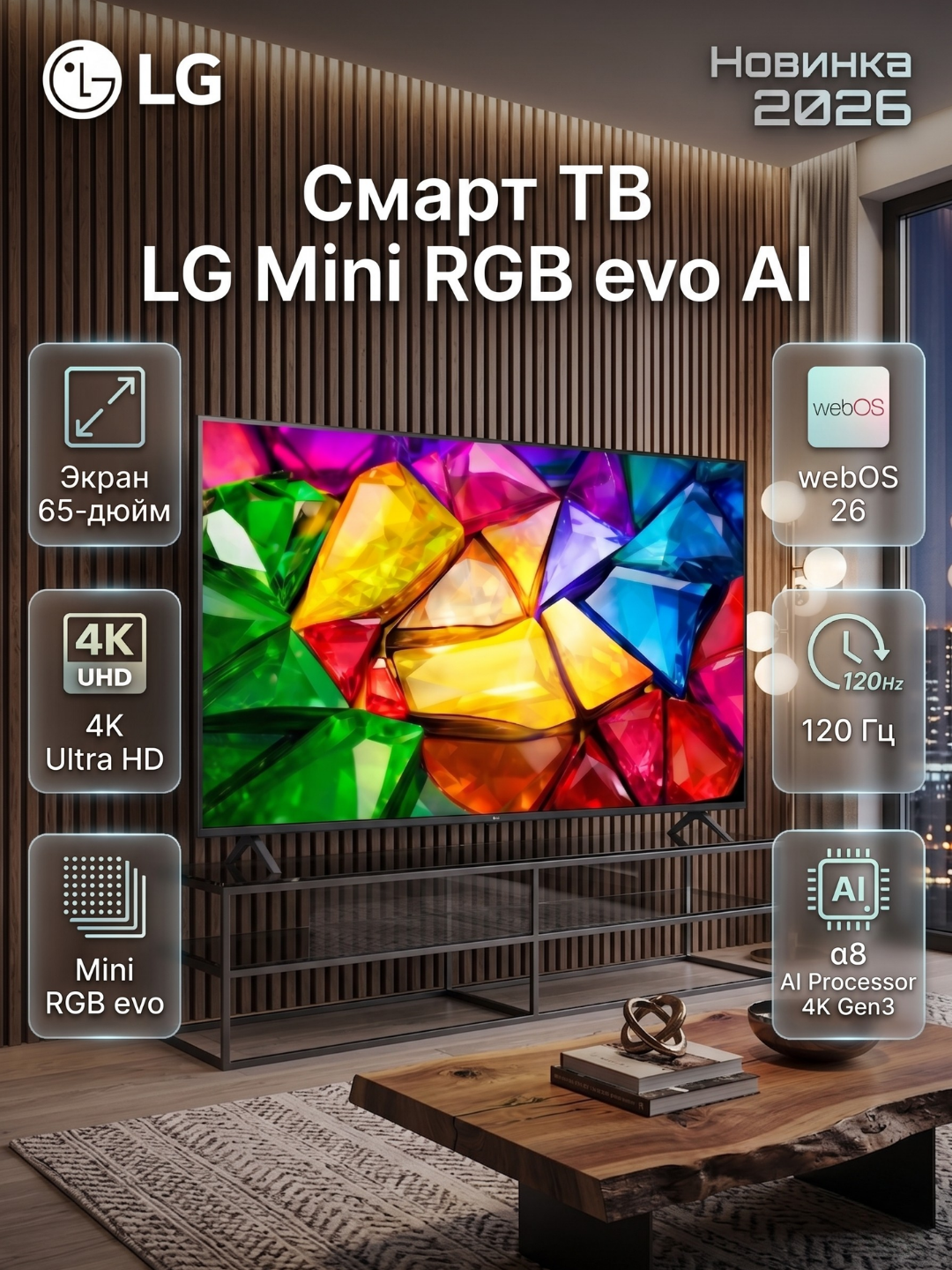 Televizor LG Smart TV Mini RGB evo AI 65MRGB86B6A 4K 2026 - 