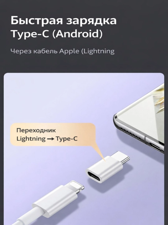 IPhone va Type-C uchun Lightning va Type-C almashtirgichi ↔ Lightning