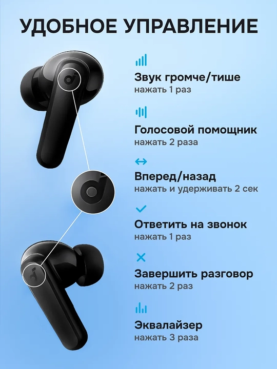Quloqchinlar  Simsiz Anker Soundcore R50i , Bluetooth 5.3, qora, Android va iOs uchun