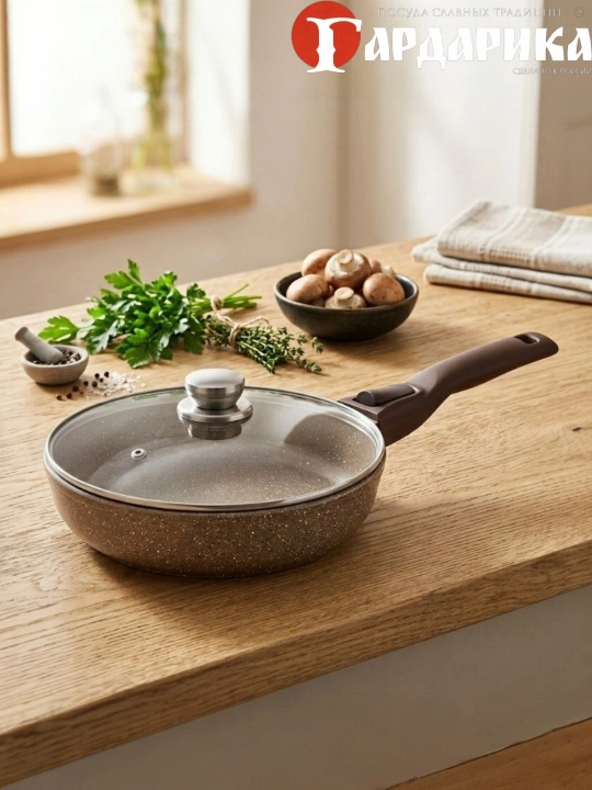 Российские сковороды Gardarika, антипригарные, размеры: 20 см, 22 см, 24 см, 26 см, 28 см - 
