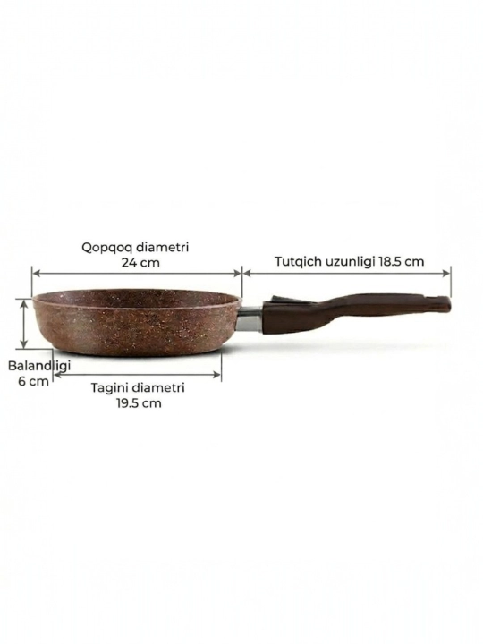 Tova Protiven Gardarika tagiga olmaydi yumshoq tutqich 20 sm, 22 sm, 24 sm, 26 sm, 28 sm