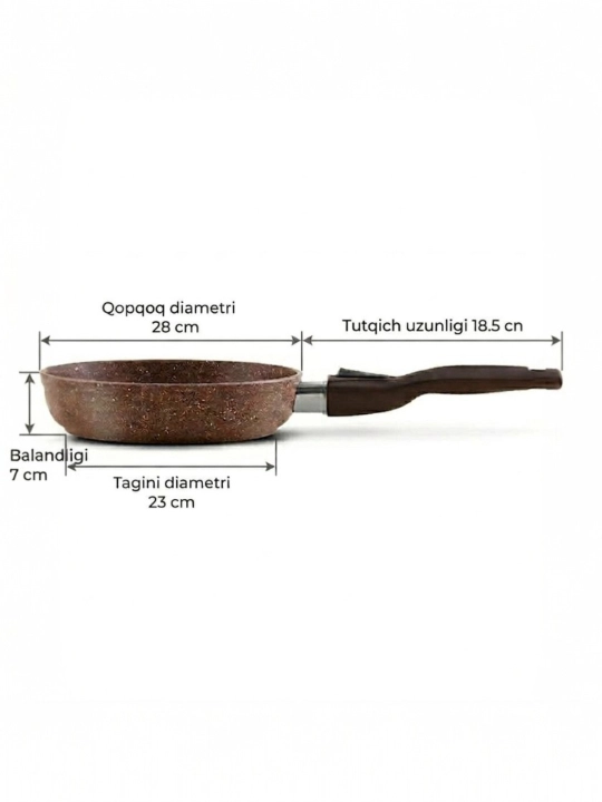 Tova Protiven Gardarika tagiga olmaydi yumshoq tutqich 20 sm, 22 sm, 24 sm, 26 sm, 28 sm