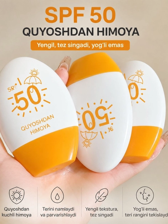 SPF 50+ sentellali quyoshdan himoya kremi