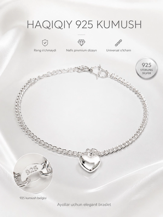 Ayollar uchun 925 probali kumush braslet by SWEET SILVERS