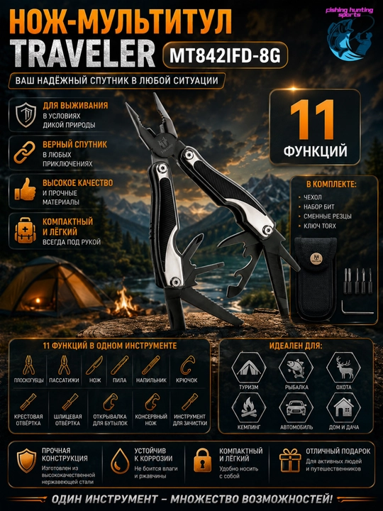 Многофункциональные складные плоскогубцы для автомобиля и туризма - 