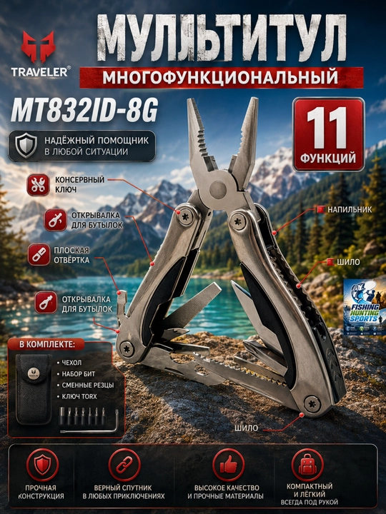 Многофункциональные складные плоскогубцы для автомобиля и туризма - 