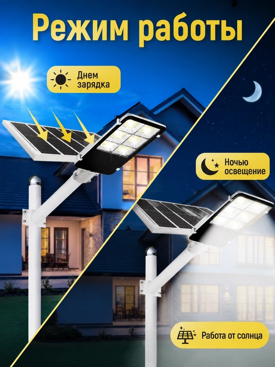 Quyoshli ko‘cha projektori 200/300W IP67 pultli 3 rejim paneli alohida