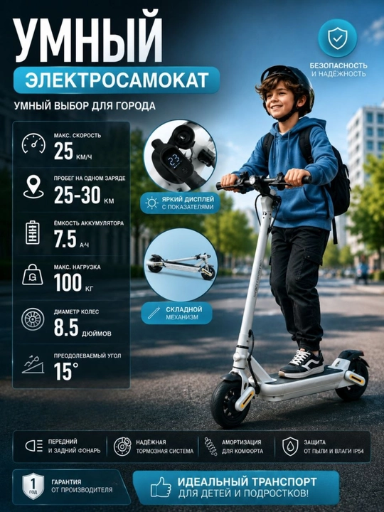 Elektr samokat 8.5 dyuymli, buklanadigan, 350W - 