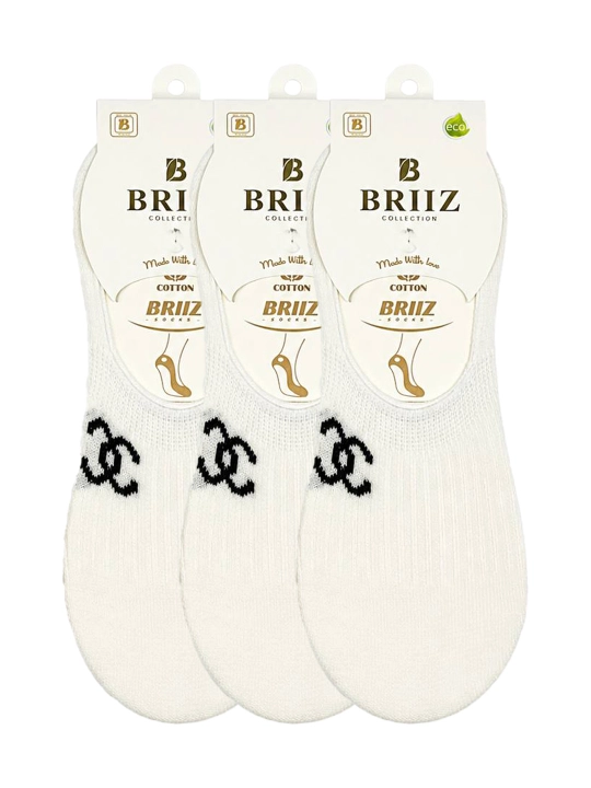 Ayollar uchun qisqa BRIIZ Collection Cotton Socks paypoqlari, oq rang - 