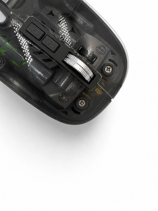 Transparent simsiz sichqoncha, USB orqali ulanadi, DPI sozlanadi va qulay ishlaydi