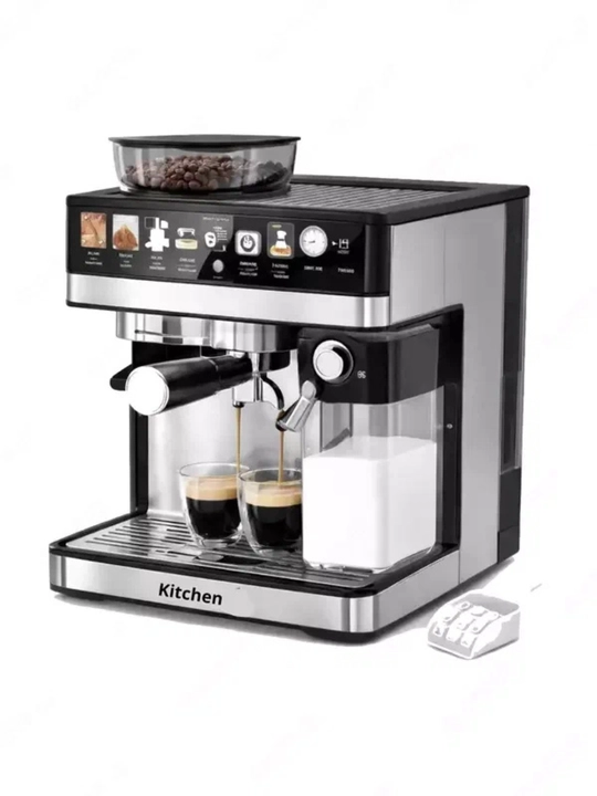 Кофеварка с кофемолкой Kitchen Espresso Coffee Maker KN-011, сенсорная, 1350Вт, 20бар