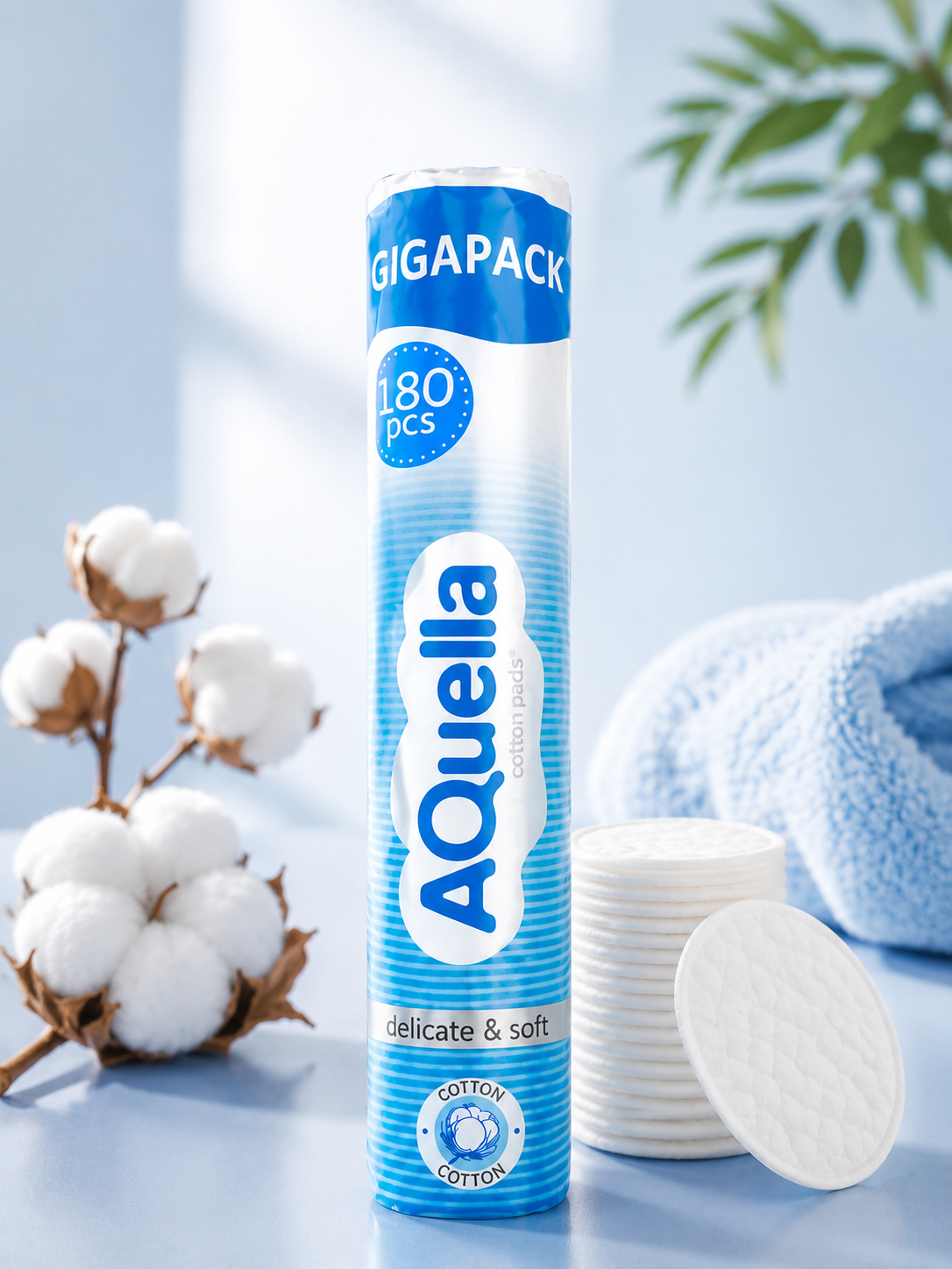 AQUELLA paxta disklari, p/e, 180 dona
