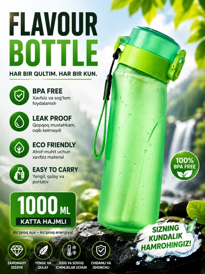 Вкусная, ароматная бутылка воды с насадкой Air Up, для спорта, в комплекте 3 разных вкуса — NOORTSM-SUVIDI-ЛАЙМ-750
