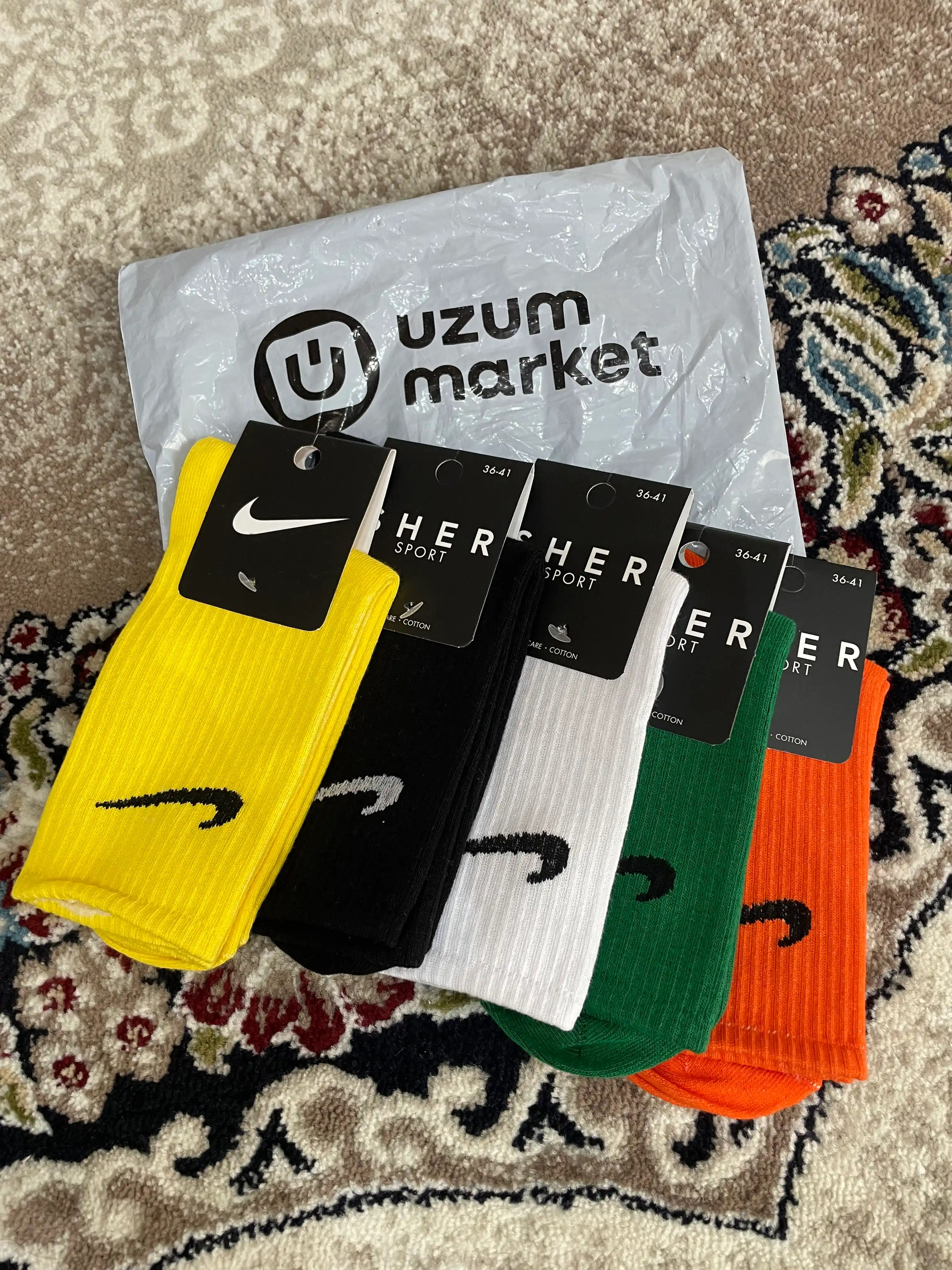 Rangli uzun sport paypoqlar, Nike, 5 talik to'plam 40 -44 36-38