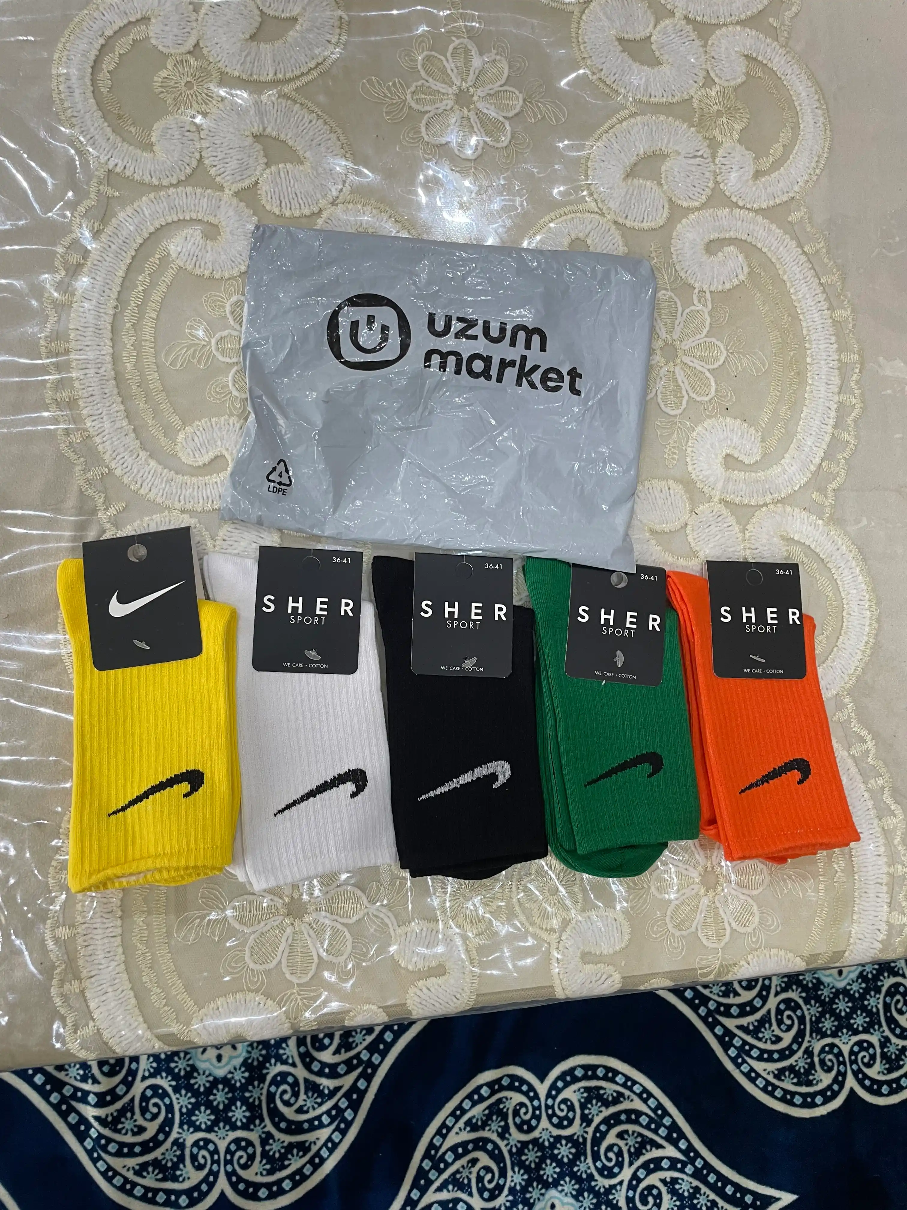 Rangli uzun sport paypoqlar, Nike, 5 talik to'plam 40 -44 36-38
