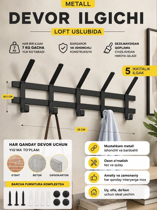 Devorga ilgich "TORONTO 5" LOFT uslubida - 