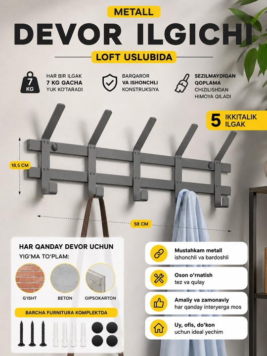 Devorga ilgich "TORONTO 5" LOFT uslubida - 