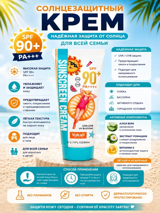 Солнцезащитный крем SPF 85+ / SPF 90+ PA++++ для лица и тела